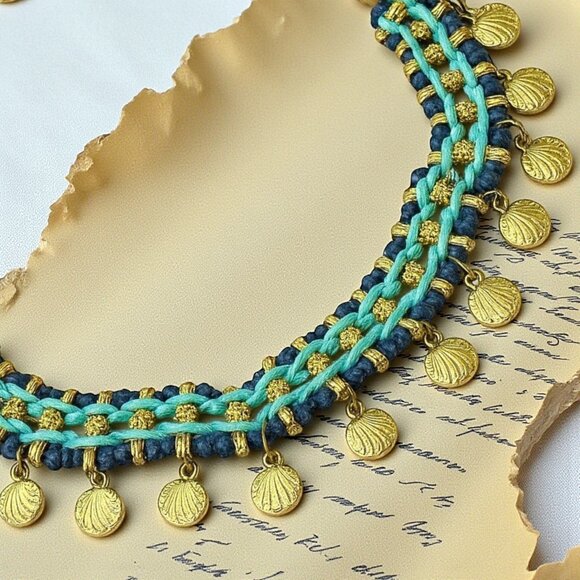 🆕️Handcrafted Indian Shell Charm Necklace Boho Chic Statement Artisan Jewelry - Picture 10 of 12